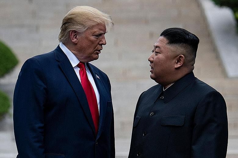 A file photo taken last June of US President Donald Trump and North Korean leader Kim Jong Un at the Demilitarised Zone in Panmunjom.