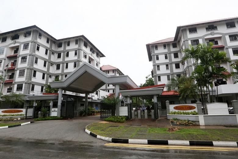 Acacia Lodge in Bukit Batok, one of the dormitories in Singapore housing foreign workers, where some residents have tested positive for the coronavirus. A worker who stays there and wanted to be known only as Mr Yeshudas said he gets three meals a da