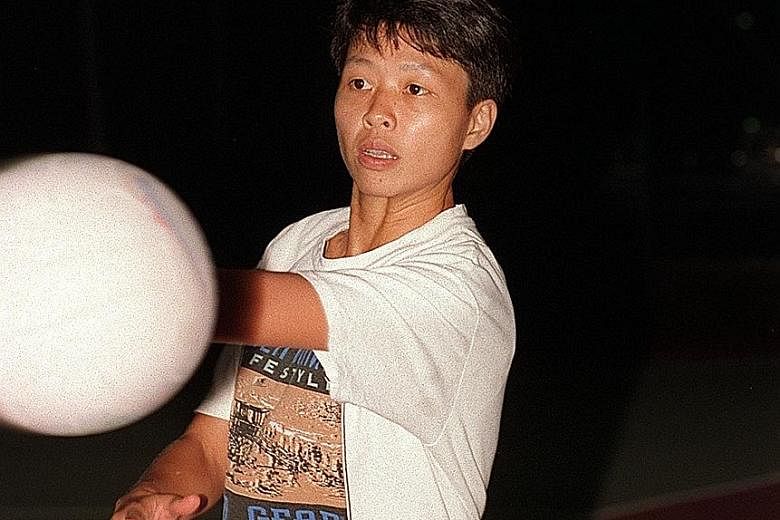 Grace Chew at training in 1996. She not only played netball but was also a coach and administrator, as well as a mentor to young players.