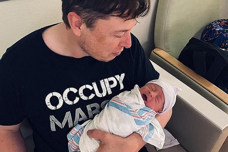 Mr Elon Musk welcomed the arrival of his son on Monday.