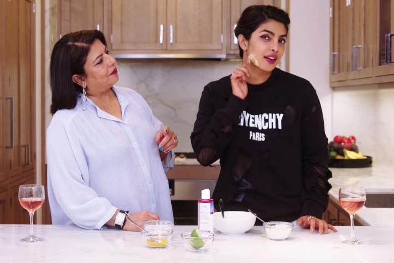 Priyanka Chopra (right), with her mother Madhu, shares a facial treatment recipe for glowing skin. 