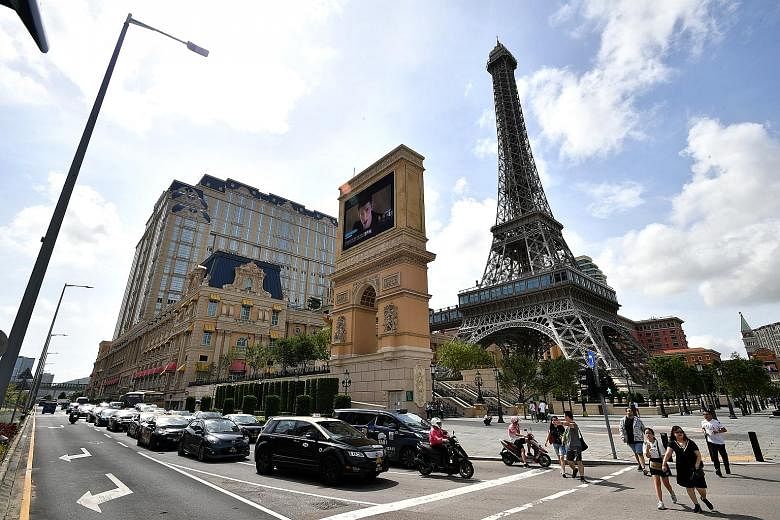 The Parisian Macao, a luxury hotel in the Cotai area of Macau which is owned by Las Vegas Sands. It has a half-scale Eiffel Tower as one of its landmarks.