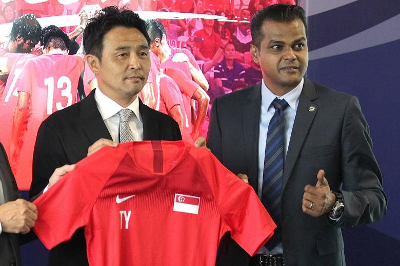 National coach Tatsuma Yoshida (left) was inspired by front line workers to give to a good cause while FAS general secretary Yazeen Buhari was moved to help underprivileged youths.