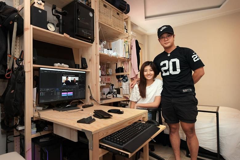 Mr Christopher Neo and Ms Claudia Chen in their rented apartment in Geylang. Mr Neo tested positive for Covid-19 in February while the couple were in the midst of preparing for their wedding the next month. They scaled down their wedding plans and go