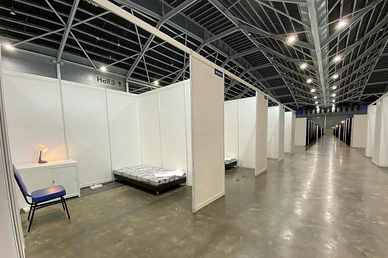 Surbana Jurong said it was no mean feat for its team of 50 healthcare planners, architects, engineers, project managers and procurement staff to set up 10 halls with 8,000 beds at the Singapore Expo (above) in four weeks.