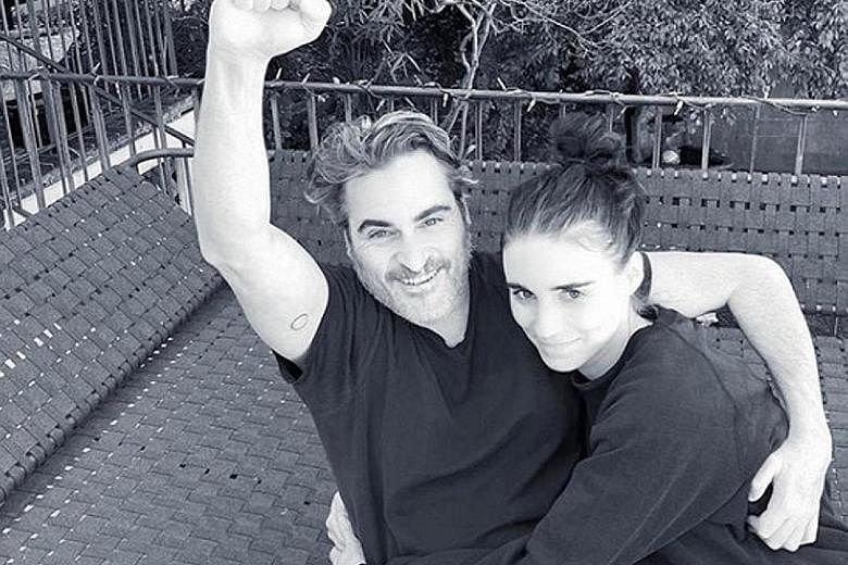 Hollywood couple Joaquin Phoenix and Rooney Mara (both above) got engaged in July last year.