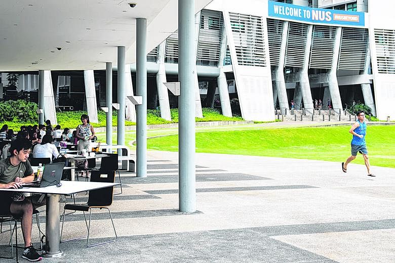 A photo taken in 2018 at the National University of Singapore. Students who are on campus when the university's new academic year starts on Aug 10 will not be able to mingle freely in the way that they used to.