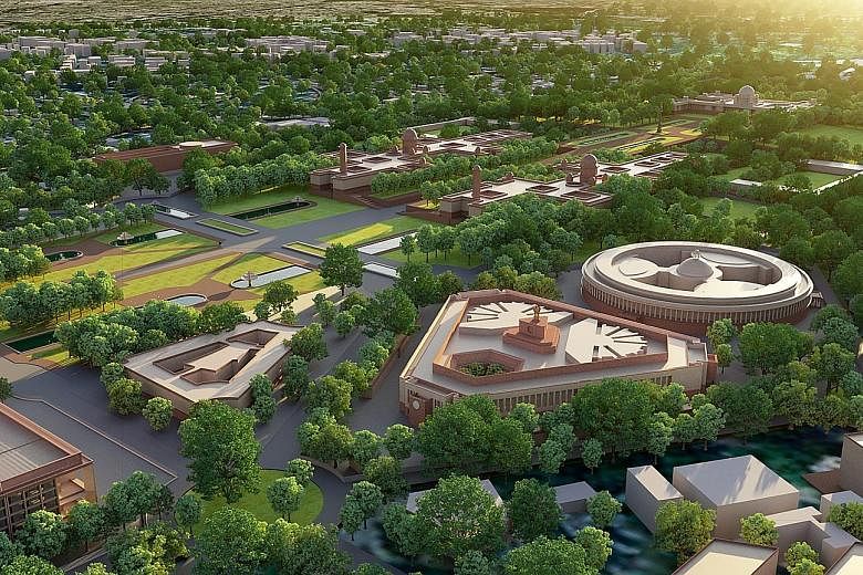 An artist's impression of the new triangular Parliament building next to the existing British-era circular one in the iconic Central Vista area of Delhi. The revamp is seen as a legacy project by Indian Prime Minister Narendra Modi, but has been labe