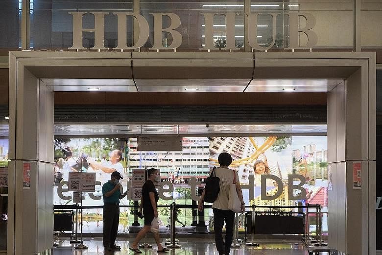 Service counters at HDB Hub (above) and HDB branches will resume, by appointment only, from June 2. Others include service centres for tax issues and employment passes.