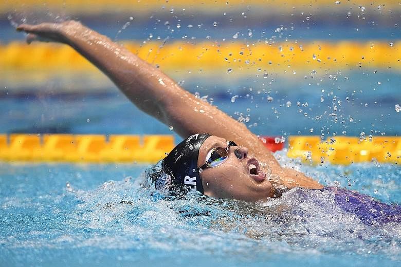 Olympic 4x100m medley gold medallist Kathleen Baker in action during a 2018 meet. The American, who suffers from Crohn's disease, needs to choose her competitions carefully when the swimming season resumes.