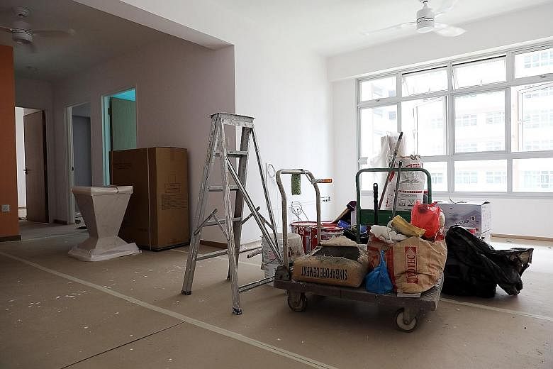 A half-renovated four-room Build-To-Order flat in Sengkang.
