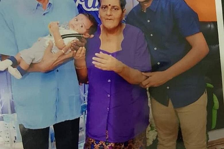 Mr Terry Mariyadas, who works in Singapore, was unable to make it home for his mother's funeral on Friday as he could not get official approval to return to Johor Baru. His mother, Madam Santhanamary Sarkunam, is pictured here with his father, Mr Mar