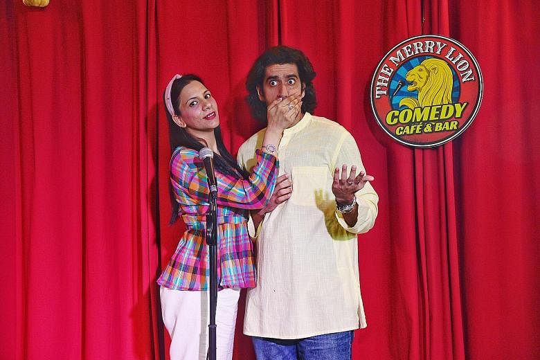 Singapore stand-up comedians Sharul Channa and Rishi Budhrani will appear in online segments of the Zomaland@home festival. India was the third-largest visitor source market for Singapore last year. ST PHOTO: DESMOND WEE