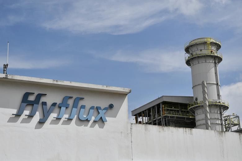 A 2019 file photo showing the old Hyflux signage outside the Tuaspring plant. The probe will ascertain if there were lapses in Hyflux's disclosures concerning the Tuaspring Integrated Water and Power Project, as well as non-compliance with accounting