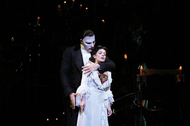 Jonathan Roxmouth as The Phantom and Meghan Picerno as Christine Daae in Andrew Lloyd Webber's The Phantom Of The Opera.