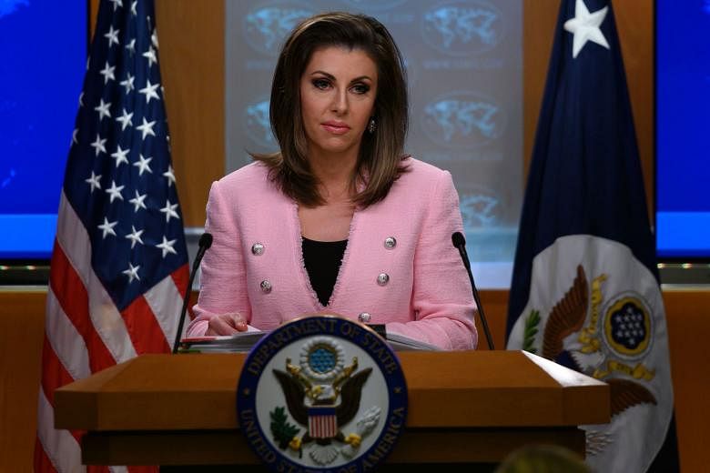 A 2019 file photo of US State Department spokesman Morgan Ortagus. In an interview with The Straits Times on Thursday, she said she agreed with the sentiment expressed by Prime Minister Lee Hsien Loong in a commentary that the US should not allow its