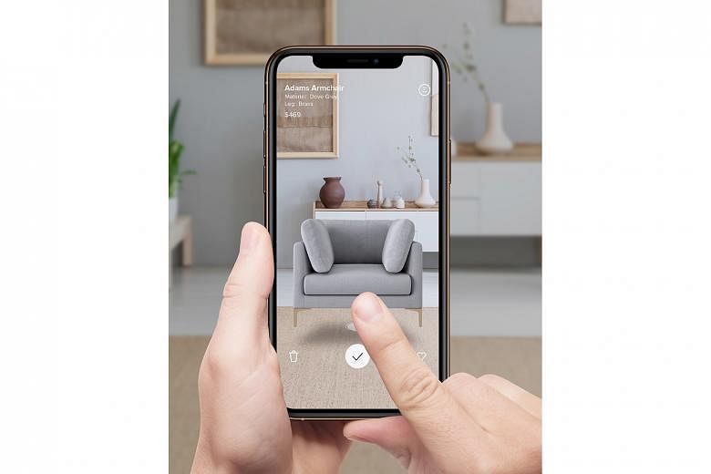 Furniture retailer Castlery’s augmented reality app (above) helps users to visualise furniture pieces in their homes before they buy.