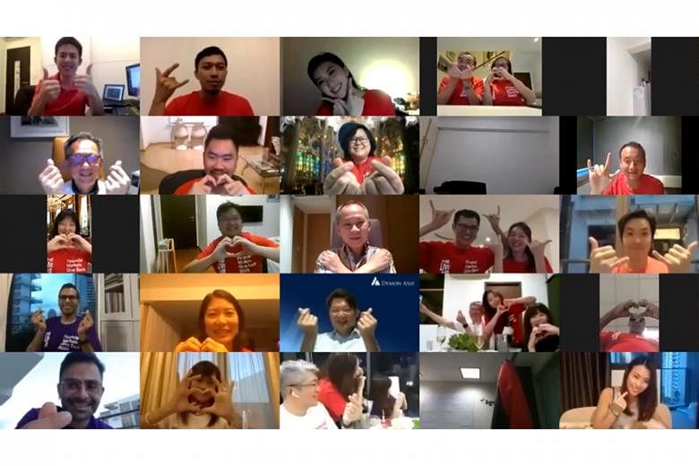 Guests attending ACI Singapore's fund-raising dinner via Zoom on May 29. The dinner raised over $500,000 for a new fund for projects that meet the needs of vulnerable groups in society, even beyond Covid-19.