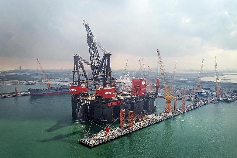 An offshore vessel built by SembMarine moored at Tuas Boulevard Yard last year. SembMarine and its parent company Sembcorp Industries announced on Monday a $2.1 billion recapitalisation plan to save the offshore and marine company. This will involve 