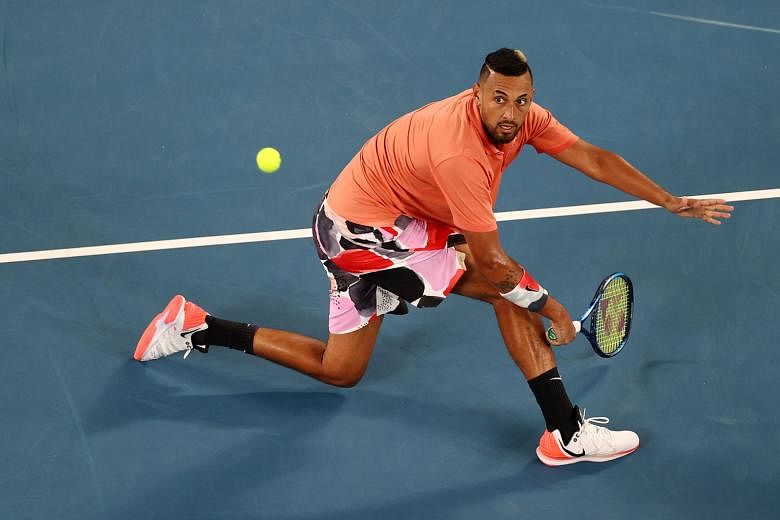 Combative player Nick Kyrgios at the Australian Open in January. He is adamant that tennis in the US should not restart until the country resolves its coronavirus and social unrest issues.