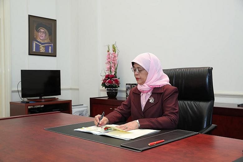President Halimah Yacob gave her assent to the Second Supplementary Supply (FY 2020) Bill, formally authorising the Fortitude Budget. PHOTO: HALIMAH YACOB/FACEBOOK