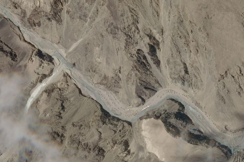 A satellite image taken on Tuesday over the Galwan Valley, which was the site of a clash between Indian and Chinese troops, in a handout obtained from Planet Labs.