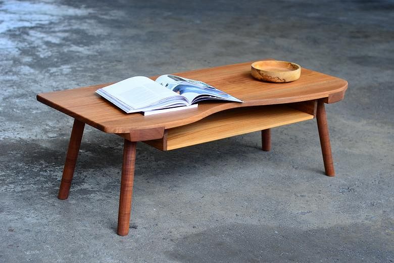 Furniture designer and maker Liew Yu Hua’s pieces, such as this coffee table (above), are inspired by nature as well as the wood she works with. 