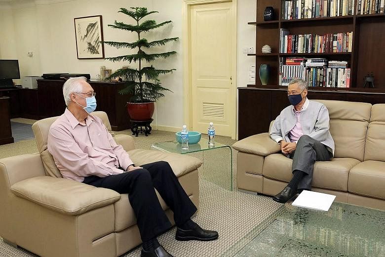 Mr Goh Chok Tong, who was prime minister for 14 years, was lauded by Prime Minister Lee Hsien Loong for his calm and steady leadership. PHOTO: MPARADER/FACEBOOK Former WP chief Low Thia Khiang, seen here giving an interview at home yesterday, spent 2