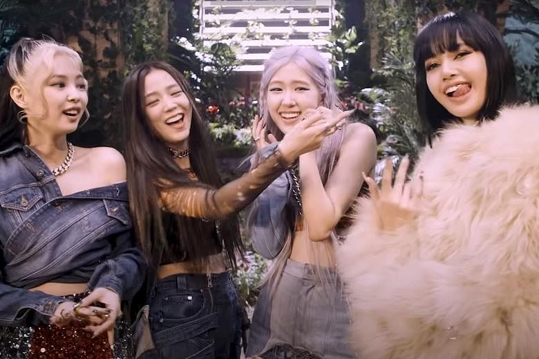 South Korean girl group Blackpink, comprising (from left) Jennie, Jisoo, Rose and Lisa, in a videograb of the “Making Of” video for their latest video, How You Like That. 