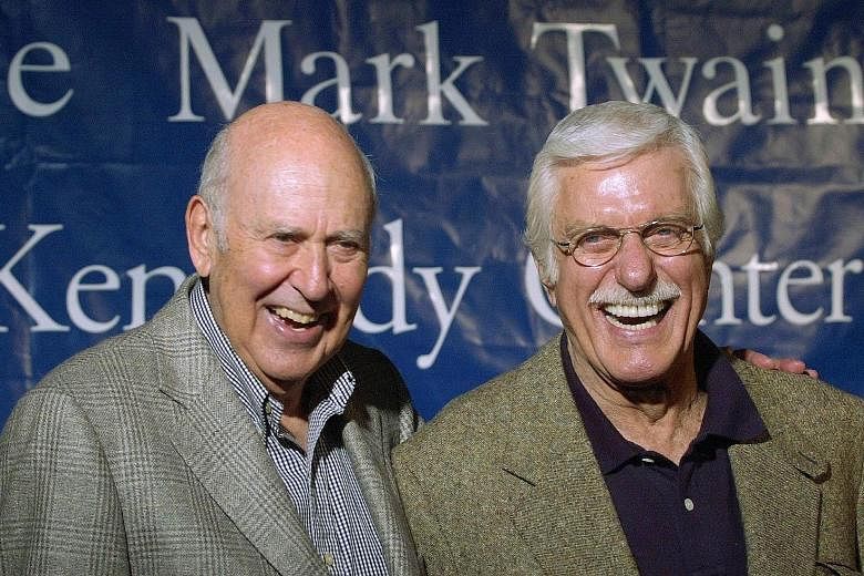 Actor-writer-director Carl Reiner (far left) with actor Dick Van Dyke at the Kennedy Center in Washington in October 2004.