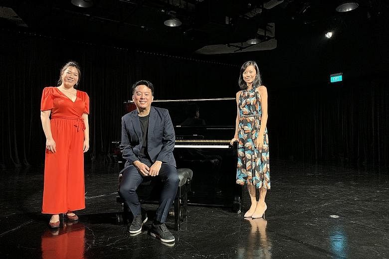(From far left) Soprano Teng Xiang Ting, Opera People co-founder and tenor Jonathan Tay and pianist Beatrice Lin.