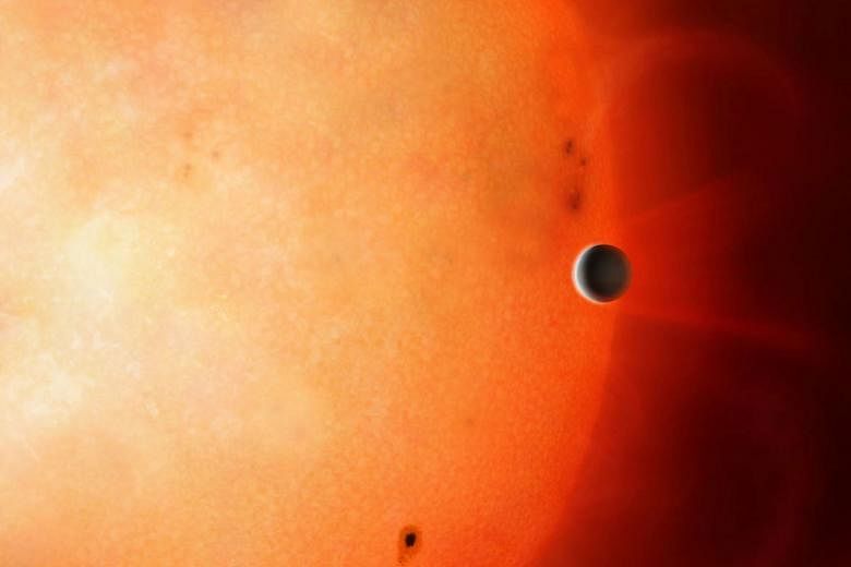 An artist's impression showing a Neptune-sized planet orbiting a star located 730 light years from our solar system.