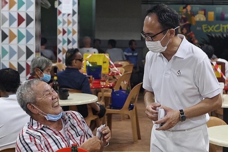 The PAP's Mr Liang Eng Hwa in Fajar Road on Wednesday. The three-term MP, who is contesting Bukit Panjang SMC this election, said that he had not shied away from debating on major national issues.