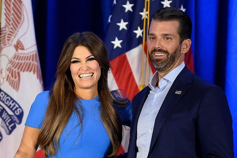 Ms Kimberly Guilfoyle, a former television personality who is dating Mr Donald Trump Jr (both left), had travelled to South Dakota for the US President's July 4 speech and to view the celebration fireworks at Mount Rushmore. PHOTO: AGENCE FRANCE-PRES