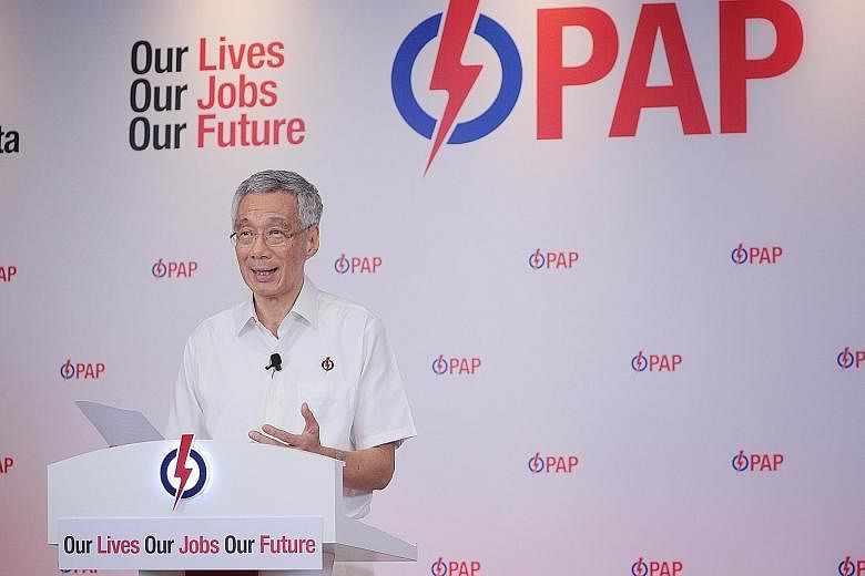 Singapore's friends and adversaries will be watching us closely, said Prime Minister Lee Hsien Loong at an online lunchtime rally yesterday. ST PHOTO: JASON QUAH
