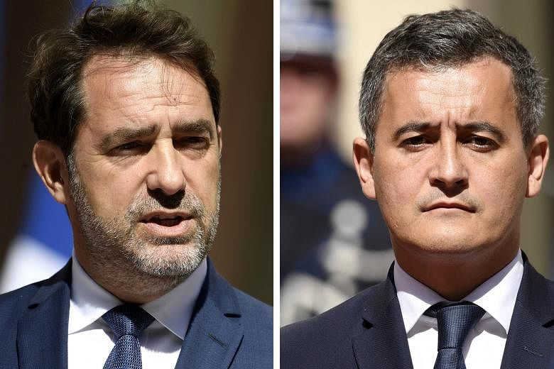Interior Minister Christophe Castaner (left) has been replaced by Mr Gerald Darmanin in a Cabinet reshuffle, days after voters punished President Emmanuel Macron and his party in local polls. PHOTOS: EPA-EFE