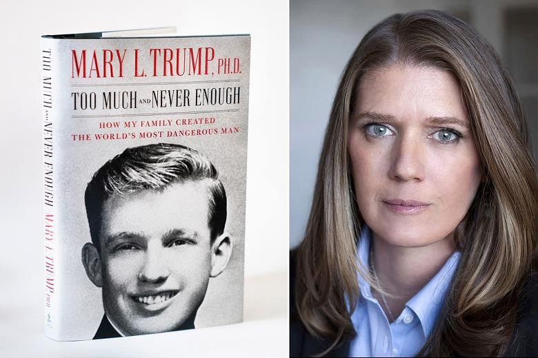 The memoir by US President Donald Trump's niece Mary is billed as the first unflattering portrayal of him by a family insider. It is due out next Tuesday amid a legal battle to stop its publication. PHOTOS: EPA-EFE, MARY L. TRUMP/TWITTER