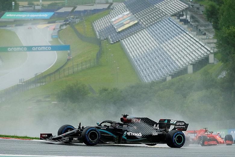 Mercedes' Lewis Hamilton storming to his third pole success at the Red Bull Ring, the 89th of his career, in yesterday's qualifying.