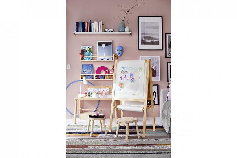 Furniture giant Ikea saw a slight increase in sales of kids’ furniture and accessories since the circuit breaker. Its top-selling items in this category included storage boxes and lids, whiteboard pens, drawing paper rolls and easels (above). 