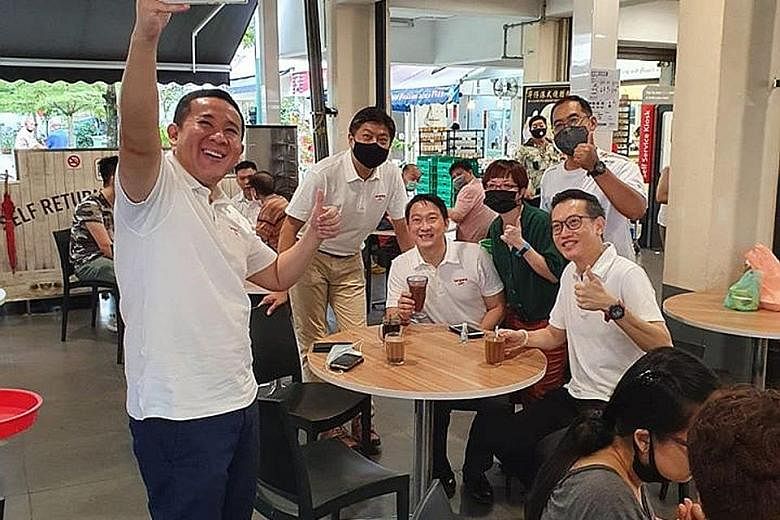 Members of the People's Action Party (PAP) team that lost in Sengkang GRC were out yesterday morning to thank residents and supporters in the constituency. In pictures posted on Facebook, the team, helmed by labour chief Ng Chee Meng (second from lef