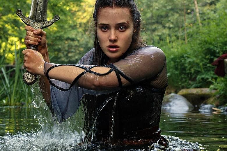 Cursed stars Australian actress Katherine Langford as Nimue, the Lady of the Lake.