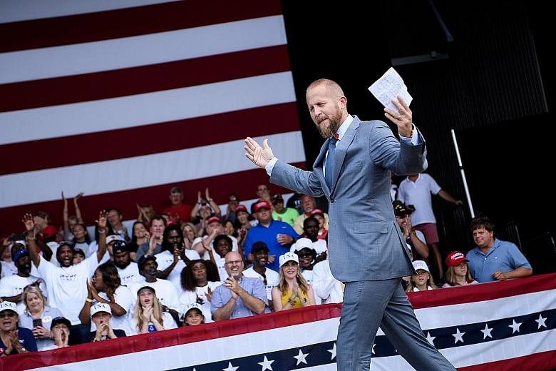 In this file photo taken on May 8 last year, then campaign manager Brad Parscale is seen rallying the audience before President Donald Trump's arrival during a Make America Great Again event in Panama City Beach, Florida. Mr Parscale will shift to a 