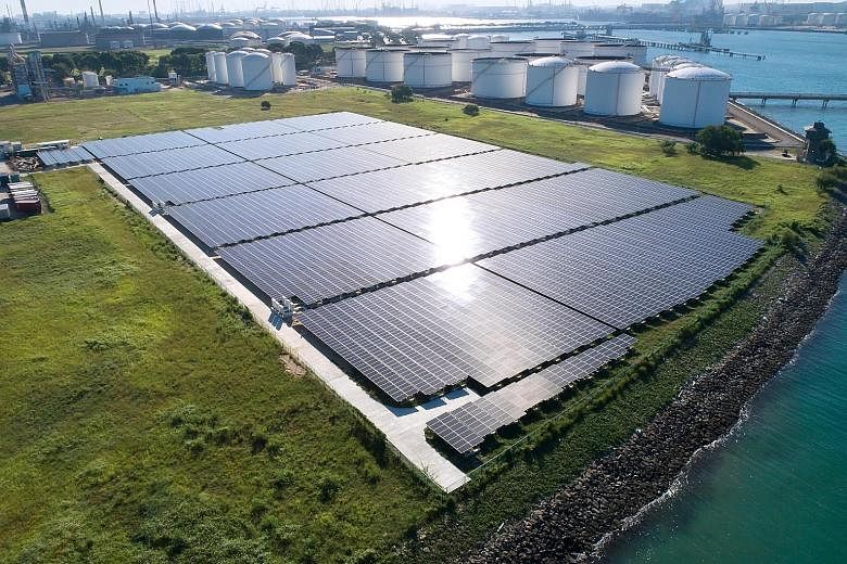 JTC Corporation currently has solar panels on temporarily vacant land on Jurong Island (above), and on the roofs of more than 20 buildings, amounting to over 10MWp of installed solar capacity. It expects to increase this capacity to 100MWp within the