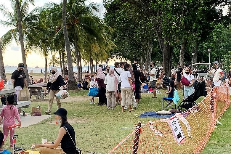 In a Facebook post on Tuesday, Minister for the Environment and Water Resources Masagos Zulkifli noted that large crowds were seen at East Coast Park at the weekend. He added that safe distancing ambassadors and enforcement officers encountered many 