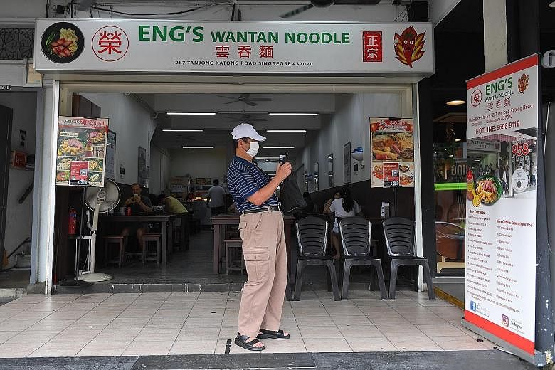 Eng's Wantan Noodle at 287 Tanjong Katong Road (above), and Eng's Char Siew Wantan Mee at 248/250 Tanjong Katong Road. ST PHOTOS: SHINTARO TAY