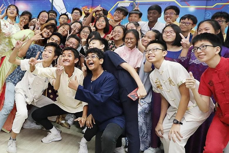 Chua Chu Kang Secondary School students dressed in ethnic costumes to mark Racial Harmony Day last year.