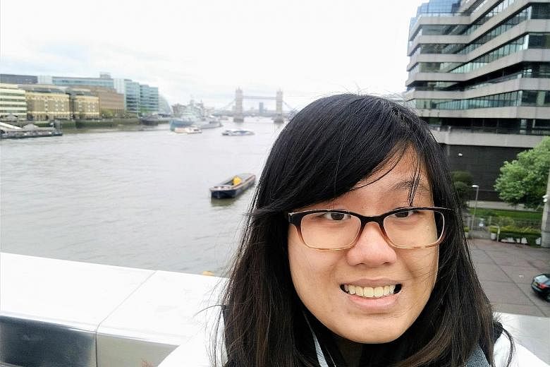 Ms Lim Geok Shan on a study mission trip to London (above) in 2018 and during a summer exchange programme in Hong Kong (left) last year. The 26-year-old was one of 1,884 graduates to receive their bachelor's degree last Friday from the Singapore Mana