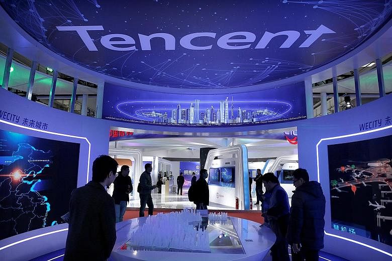 Tencent's booth at the World 5G Exhibition in Beijing last November. Tencent has in recent years come under pressure from TikTok-owner ByteDance and other up-and-coming rivals in the emergent short-video arena.