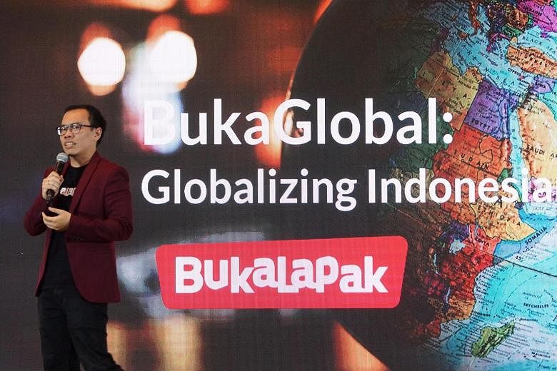 Mr Fajrin Rasyid, co-founder of Bukalapak, at the launch of BukaGlobal last year. PHOTO: BUKALAPAK Ride-hailing giant Gojek is one of the unicorns the Indonesia Stock Exchange is hoping to attract to list on the bourse. The coronavirus outbreak has p