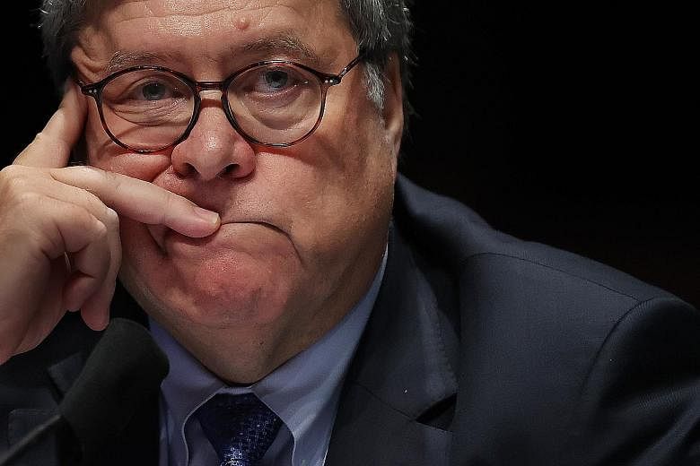US Attorney-General William Barr at a House Judiciary Committee hearing on Tuesday. PHOTO: BLOOMBERG